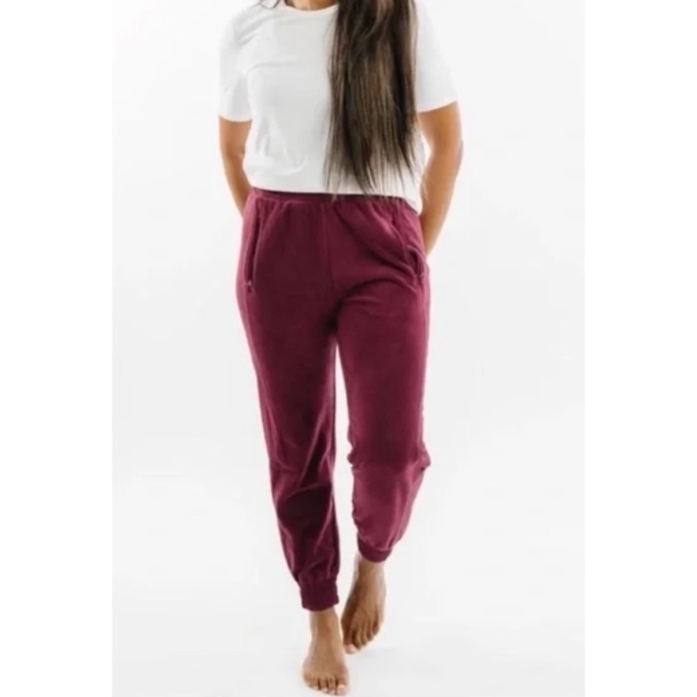 ZYIA Active Maroon Fleece Pull On Joggers Size Small